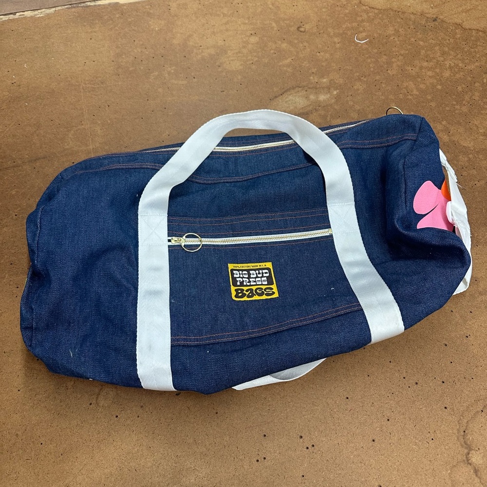 Big Bud Press Navy Duffle Bag with White Handles